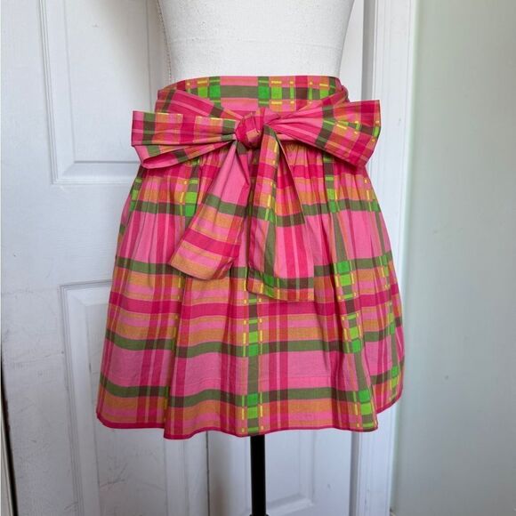 FARM Rio Dresses & Skirts - Vintage Y2K Farm Rio Coquette Girl Barbiecore Pink & Green Plaid Skirt with Bow